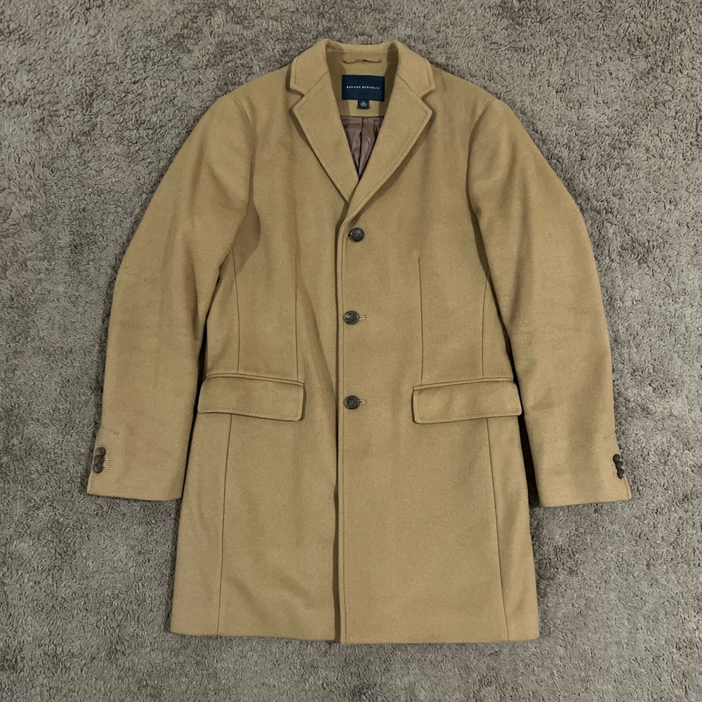 Banana Republic Men’s Camel Wool Blend Topcoat SZ S